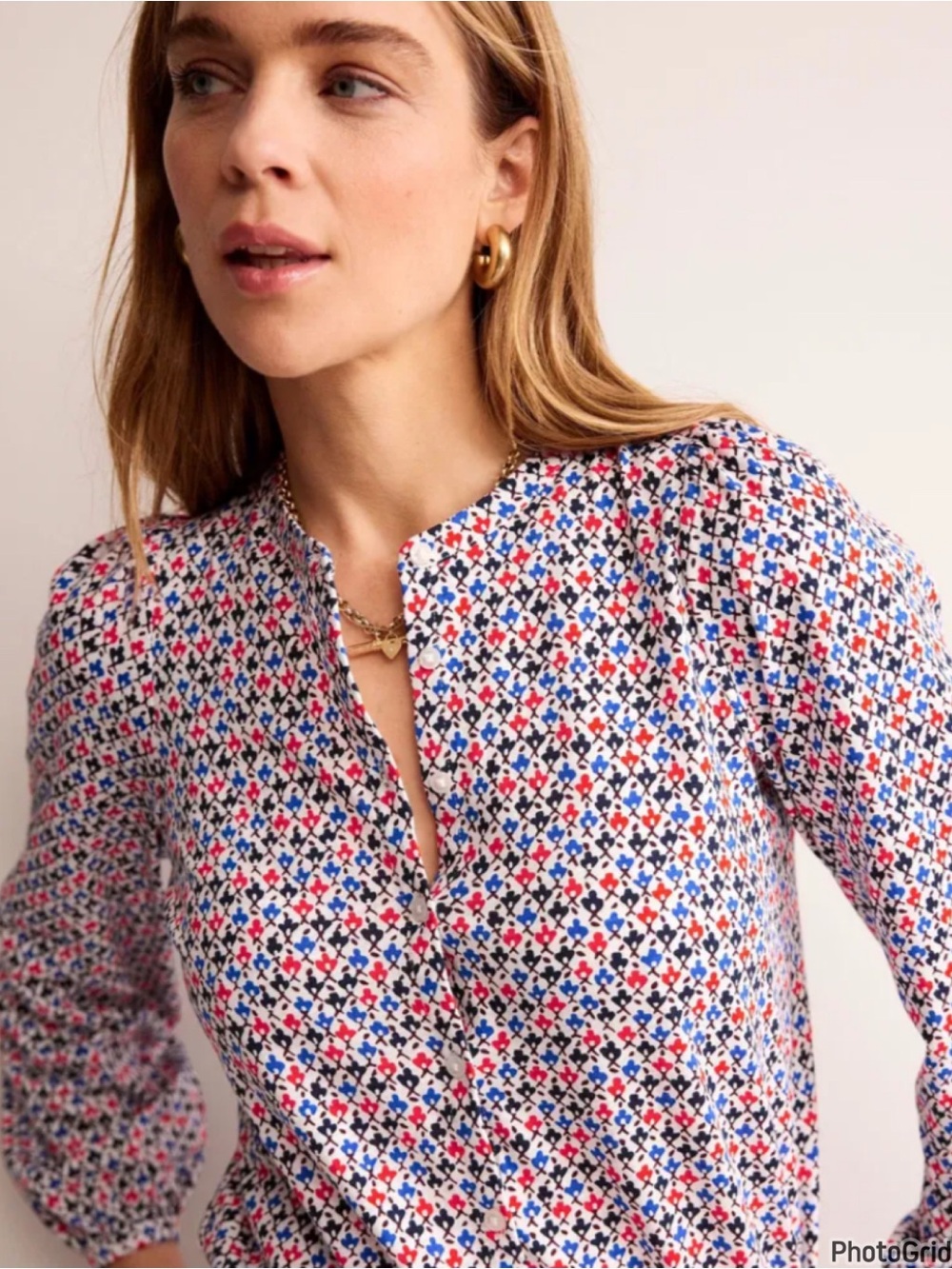 Boden Marina Jersey Printed Cotton Top Sise 16-18